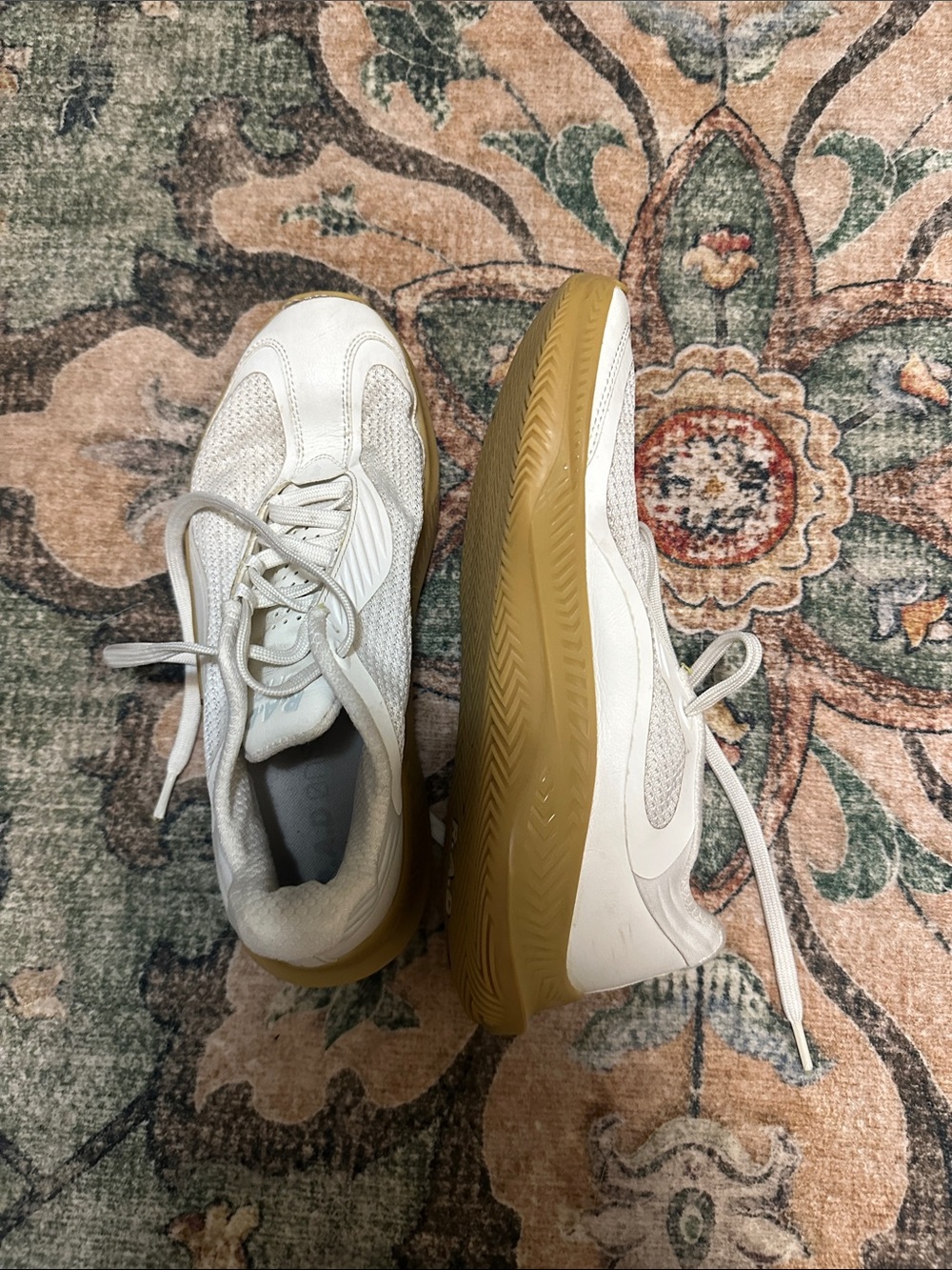 Men's White Athletic Sneakers with Gum Outsole